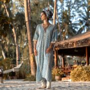 Handmade Embroidered Cotton Maxi Kaftan Dress – Beach Resort Gown | Romantic