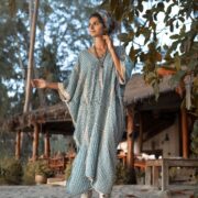 Handmade Embroidered Cotton Maxi Kaftan Dress – Beach Resort Gown | Romantic - Image 4