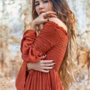 Off-Shoulder Boho Wedding Dress – Ruffled Tiered Cotton Maxi | Lucia Burnt Orange - Image 10