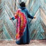 Dream Hand Tie-Dye Long Hoodie Duster – Boho Festival Dress (One Plus Size) - Image 5