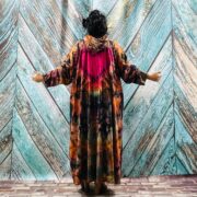 Hand Tie-Dye Long Hoodie Duster – Boho Festival Cardigan, One Size Plus | Dream - Image 4