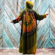 Dream Hand Tie-Dye Cotton Jersey Duster Cardigan – Boho Festival Hoodie Dress - Image 4