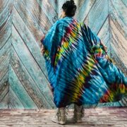 Handmade Tie-Dye Cotton Kimono Duster – Boho Festival Maxi Cardigan | Cypress - Image 5