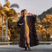 Misty Enchantment Long Velvet Kimono Duster Coat - One Plus Size Luxury for Special Events