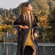 Misty Enchantment Long Velvet Kimono Duster Coat - One Plus Size Luxury for Special Events - Image 4