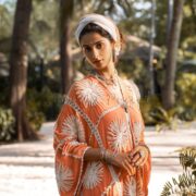 Handmade Crochet Embroidered Cotton Kimono Duster – Coral Flora Maxi - Image 5