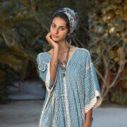 Handmade Embroidered Cotton Maxi Kaftan Dress – Beach Resort Gown | Romantic - Image 5