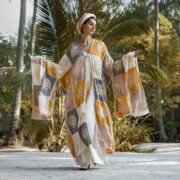 Handmade Crochet Embroidered Cotton Kimono Duster | Flora – Desert Mirage