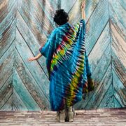 Handmade Tie-Dye Cotton Kimono Duster – Boho Festival Maxi Cardigan | Cypress - Image 3