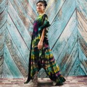 Hand Tie-Dye Cotton Maxi Kaftan Dress – Boho Festival Style | Ema - Image 2