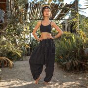 Black Patchwork Harem Pants – Handmade Boho Cotton Trousers | Spiritu - Image 7