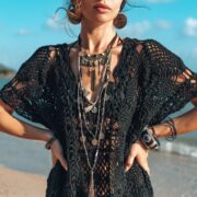 Myko Cotton Hand Crochet Kaftan Tunic Dress Pullover Beach Coverup Festival Summer Dress Handmade - Image 5
