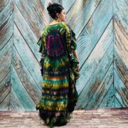 Hand Tie-Dye Cotton Maxi Kaftan Dress – Boho Festival Style | Ema - Image 4