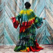 Tie-Dye Raw Cotton Kimono Duster – Ruffled Boho Festival Cardigan | Bali - Image 4