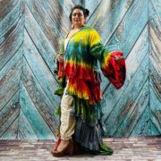 Tie-Dye Raw Cotton Kimono Duster – Ruffled Boho Festival Cardigan | Bali - Image 9