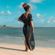 Myko Cotton Hand Crochet Kaftan Tunic Dress Pullover Beach Coverup Festival Summer Dress Handmade - Image 3