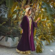 Velvet Kimono Duster Coat – Handmade Plus Size Maxi Robe | Misty Red Wine - Image 4