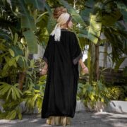 Handmade Onyx Noire Velvet Duster – Lace Trim Kimono Coat | Misty - Image 7