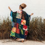 Plus Size Tie-Dye Patchwork Kimono Duster – Handmade Boho Beach Cover-Up | Veda - Image 2
