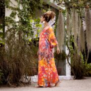 Hand Tie-Dye Rayon Kaftan – Boho Maxi Dress, Festival Gown | Grace - Image 3