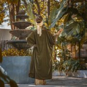 Moss Sage Velvet Duster – Handmade Lace Trim Kimono Coat | Misty - Image 9