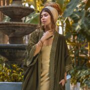 Moss Sage Velvet Duster – Handmade Lace Trim Kimono Coat | Misty - Image 10