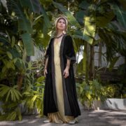 Handmade Onyx Noire Velvet Duster – Lace Trim Kimono Coat | Misty - Image 5