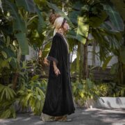 Handmade Onyx Noire Velvet Duster – Lace Trim Kimono Coat | Misty - Image 6