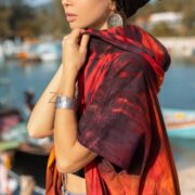 Hand Tie-Dye Cotton Maxi Hoodie Duster – Festival Beach Kimono | Kayla - Image 4