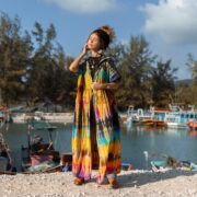 Hand Tie-Dye Cotton Maxi Duster – Festival Hoodie Kimono | Kayla