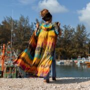 Hand Tie-Dye Cotton Maxi Duster – Festival Hoodie Kimono | Kayla - Image 3