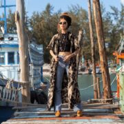 Hand Tie-Dye Cotton Maxi Hoodie Duster – Festival Beach Kimono | Kayla