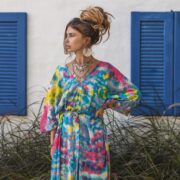 Handcrafted Tie-Dye Rayon Kaftan – Boho Plus Size Dress | Grace - Image 4