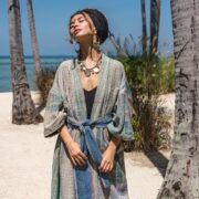 Reversible Quilted Kimono – Boho Vintage Cotton Duster, Plus Size | Sakura - Image 4