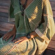 Hand Crochet Cotton Maxi Dress – Bohemian Resort Kaftan | Aleena - Image 5
