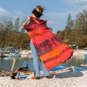 Hand Tie-Dye Cotton Maxi Hoodie Duster – Festival Beach Kimono | Kayla - Image 3