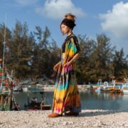 Hand Tie-Dye Cotton Maxi Duster – Festival Hoodie Kimono | Kayla - Image 2