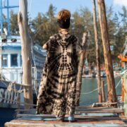 Hand Tie-Dye Cotton Maxi Hoodie Duster – Festival Beach Kimono | Kayla - Image 3