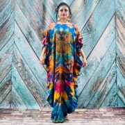 Hand Tie-Dye Maxi Kaftan Dress – Jersey Cotton Boho Festival Gown | Ema