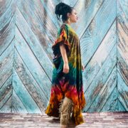 Tie-Dye Maxi Kaftan – Handmade Boho Festival Dress, Plus Size Cotton Cover-Up | Ema - Image 2