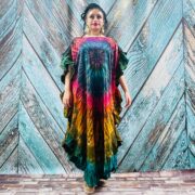 Tie-Dye Maxi Kaftan – Handmade Boho Festival Dress, Plus Size Cotton Cover-Up | Ema