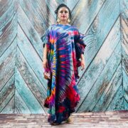 Hand Tie-Dye Maxi Kaftan Dress – Jersey Cotton Boho Festival Gown | Ema