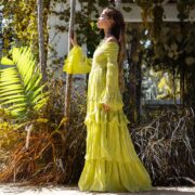 Off-Shoulder Cotton Boho Maxi Dress – Ruffled Tiered Skirt | Lucia Lime Blossom - Image 2