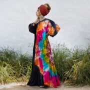 Plus Size Hand Tie-Dye Cotton Maxi Duster – Boho Kimono Cardigan | Colette - Image 2