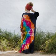 Plus Size Hand Tie-Dye Cotton Maxi Duster – Boho Kimono Cardigan | Colette - Image 3