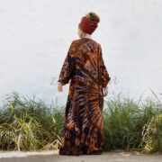 Plus Size Hand Tie-Dye Cotton Maxi Dress – Boho Kimono Duster Cardigan | Colette - Image 3