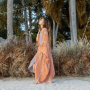 Handmade Crochet Embroidered Cotton Kimono Duster | Isa – Coastal Coral - Image 2