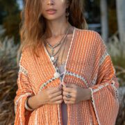 Handmade Crochet Embroidered Cotton Kimono Duster | Isa – Coastal Coral - Image 5