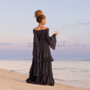 Off-Shoulder Cotton Maxi Dress – Bohemian Tiered Festival Gown | Lucia Raven Black - Image 3