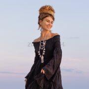 Off-Shoulder Cotton Maxi Dress – Bohemian Tiered Festival Gown | Lucia Raven Black - Image 5